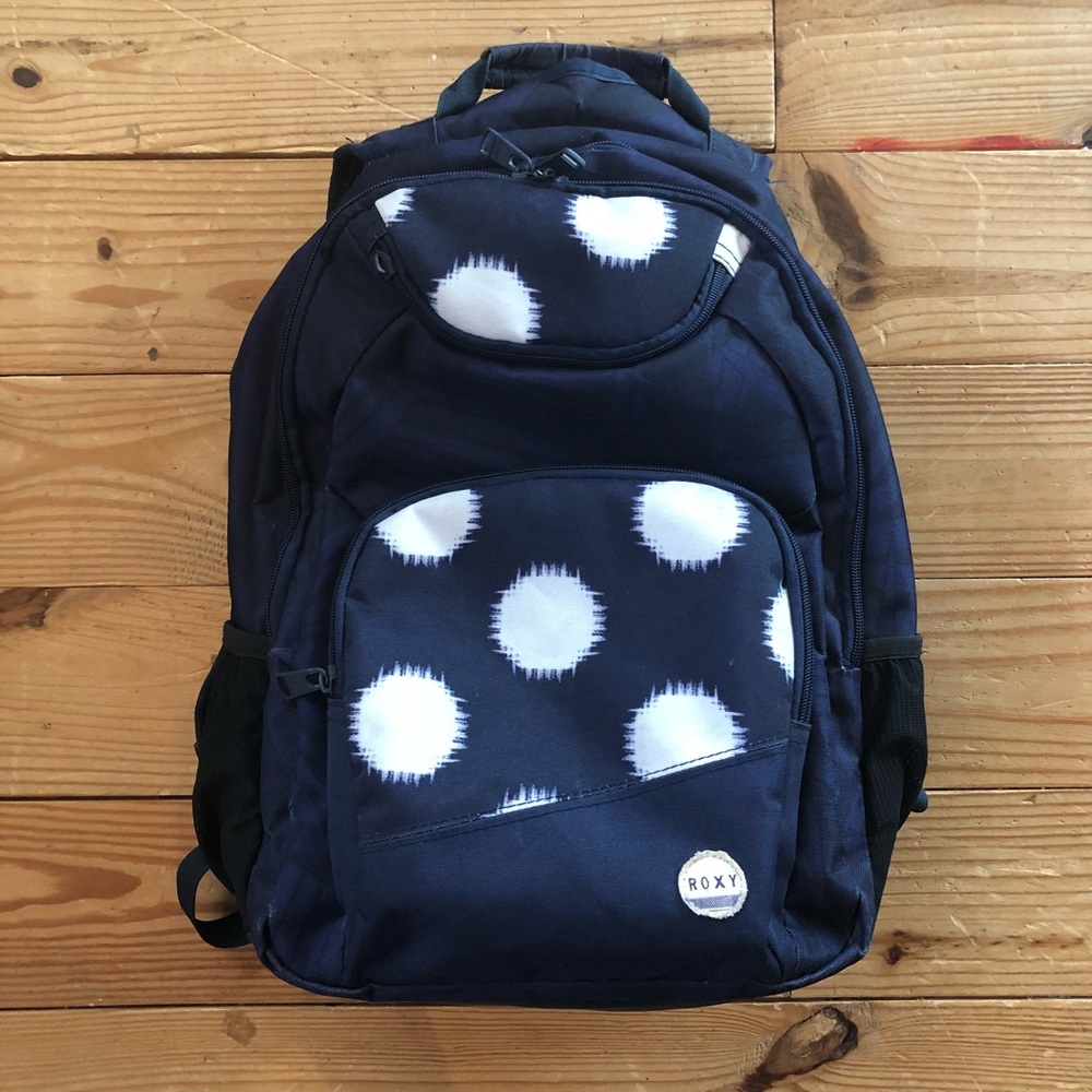 Roxy backpack - women’s indigo polka dot bookbag